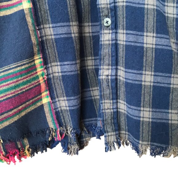 Oversized Patchwork Hoodie, Size M-L: Funky Button-Down Flannel Shirt Jacket - Picture 6 of 10